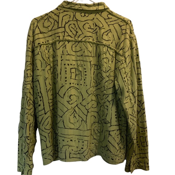 Chico's Lime Green Textured Blazer * Large - Picture 3 of 13